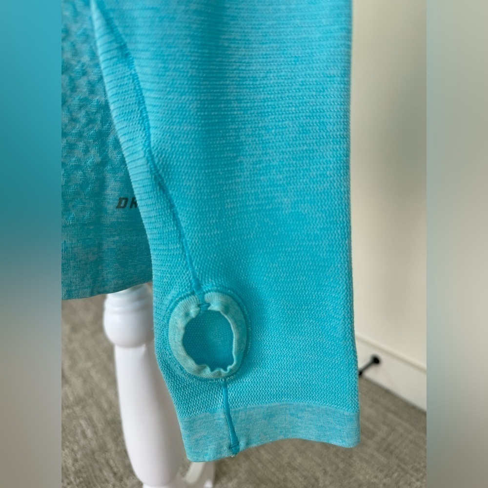 Nike Dri Fit Running 1/4 Zip Long Sleeve Activewear M Teal Blue - Picture 8 of 11